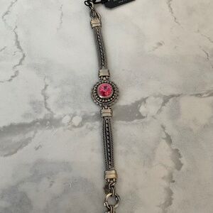 Magnolia and Vine Bronze/Silver-tone Bracelet with 3 Interchangeable Snaps